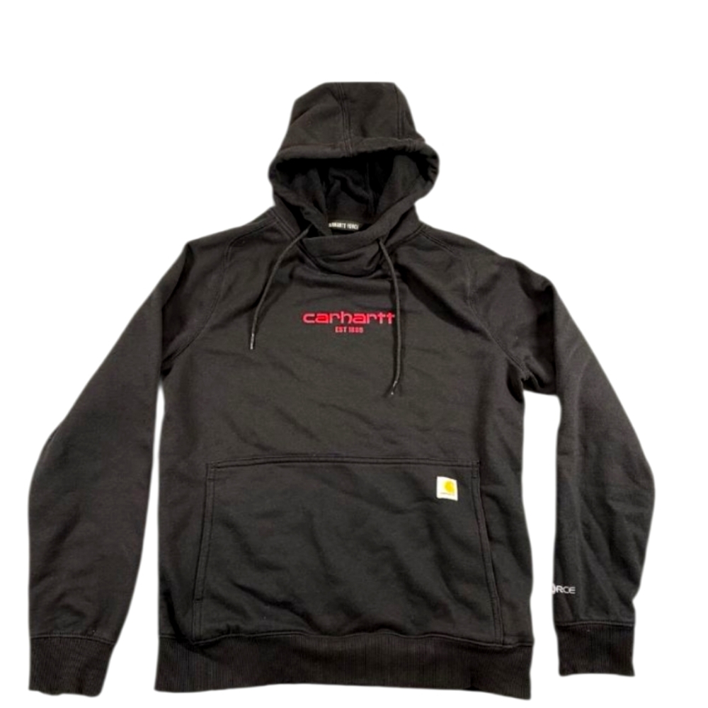 Ladies CARHARTT FORCE relaxed Fit Hooded Sweater Black Cotton Workwear Casual SM